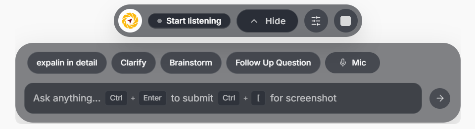 Cluegent floating assistant opened on screen